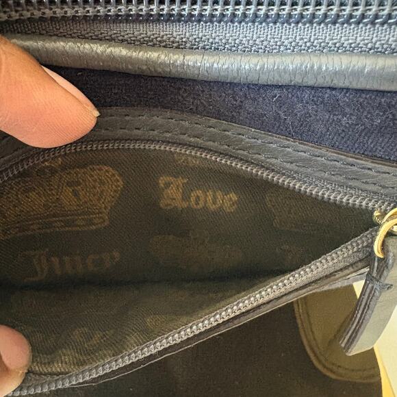 Juicy Couture Y2K Wristlet Wallet Velour Bag Charm Navy Blue - Picture 6 of 6